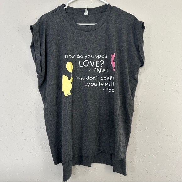 🦋 Bella Canvas Grey Winnie the Pooh Inspirational Casual Short Sleeve Tee XL - Picture 1 of 7